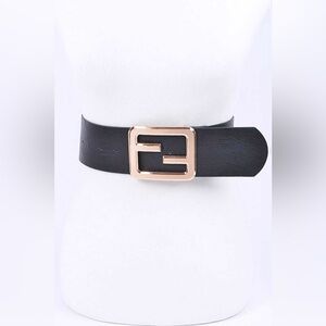 Vegan Leather Gold Buckle Waist Statement Belt